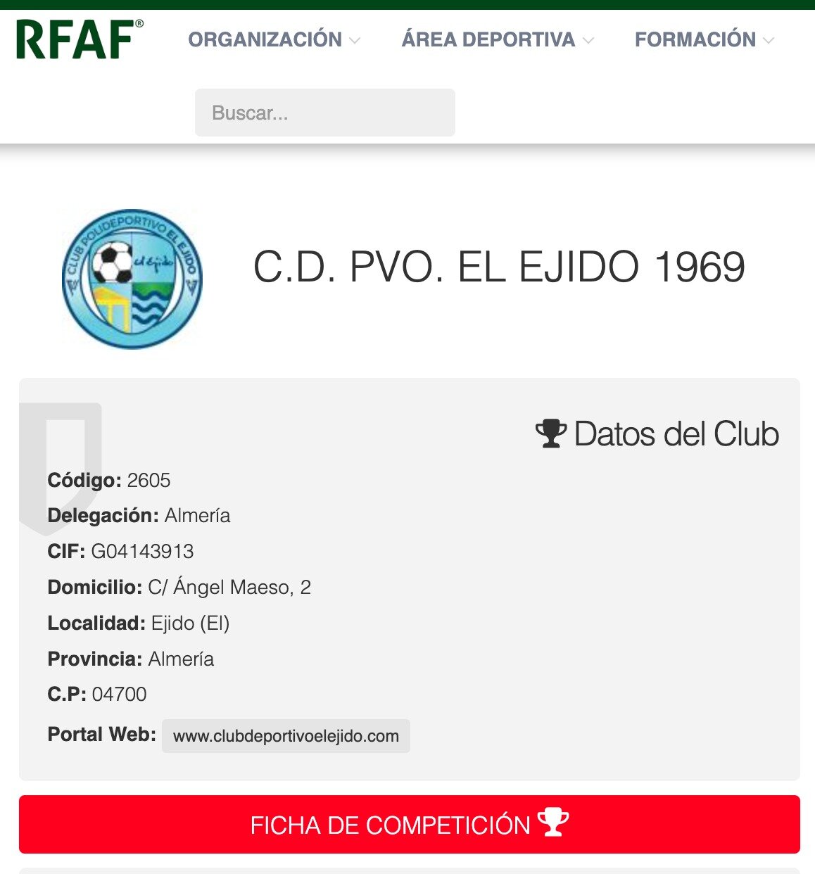 La RFAF reconoce al Polideportivo El Ejido como club